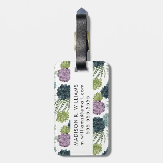 植物の幸福のコレクションのSucculentパターン ラゲッジタグ (裏面縦)