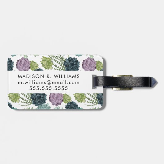 植物の幸福のコレクションのSucculentパターン ラゲッジタグ (裏面横)