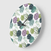 植物の幸福のコレクションのSucculentパターン ラージ壁時計 (傾斜)
