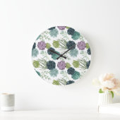 植物の幸福のコレクションのSucculentパターン ラージ壁時計 (ホーム)