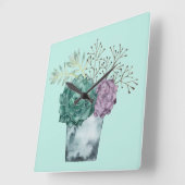 植物の幸福のコレクション|のSucculents スクエア壁時計 (傾斜)
