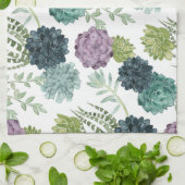 植物の幸福コレクション多肉性パターン キッチンタオル (折り畳み)