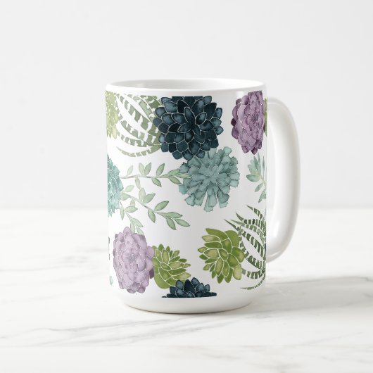 植物の幸福コレクション多肉性パターン コーヒーマグカップ (正面右)
