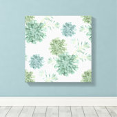 植物の幸福 |多肉性パターン キャンバスプリント (インサイチュ (ウッドフロア))