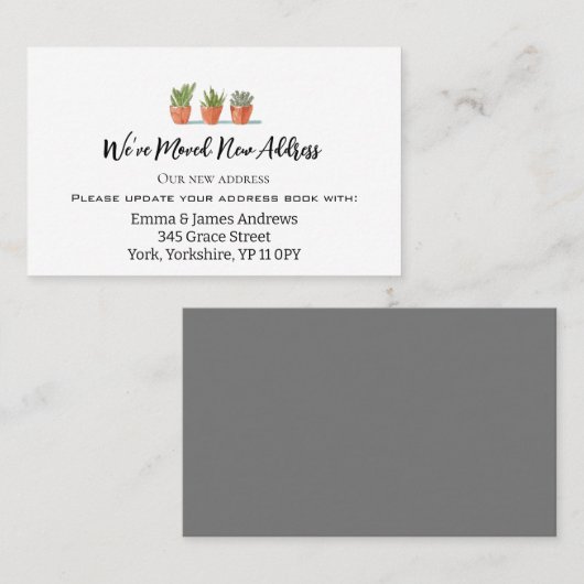 植物の庭のポットの移動アナウンス挿入カード 名刺 (正面/裏面)