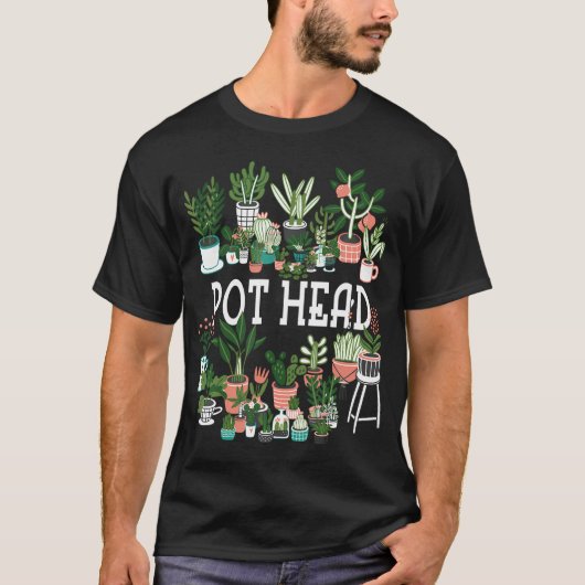 植物の恋人と庭師のポット頭多肉性 Tシャツ (正面)