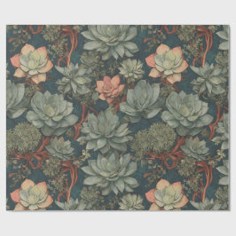 植物の恋人の多肉植物のパターン ラッピングペーパー