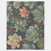 植物の恋人の多肉植物ガーデンパターン フリースブランケット (正面)