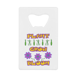 植物の成長開花引用文ピンクの花イエロー文字 クレジットカード栓抜き