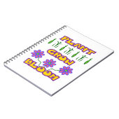 植物の成長開花引用文ピンクの花イエロー文字 ノートブック (左側)