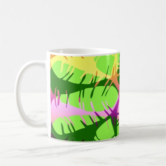 植物の抽象バナナの葉 コーヒーマグカップ (左)