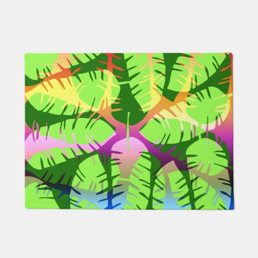 植物の抽象的なバナナの葉 ドアマット (正面)