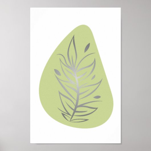 植物の抽象的なラインアート ポスター (正面)