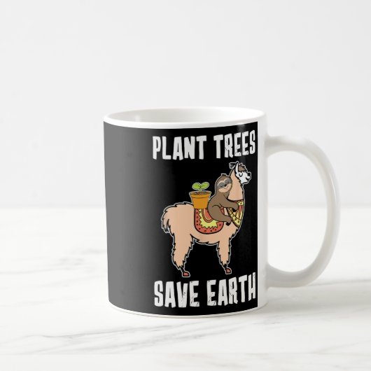 植物の救木土のナマケモノとラマアルパカの地球 コーヒーマグカップ (右)