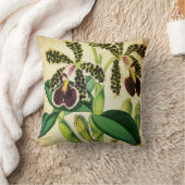 植物の斑点を付けられたコチョウランの蘭のヴィンテージ クッション (ブランケット)