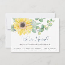 植物の新住所のお知らせ 水彩ひまわり