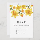 植物の春 ゴールデン+ダッフォディル フラワー RSVP 招待状 (正面)
