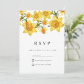 植物の春 ゴールデン+ダッフォディル フラワー RSVP 招待状 (スタンド正面)