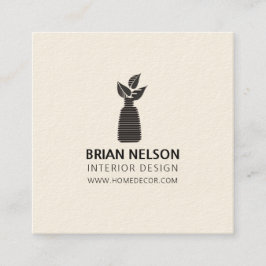 植物の最小主義の栄養士の白黒 スクエア名刺