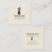 植物の最小主義の栄養士の白黒 スクエア名刺 (正面/裏面)