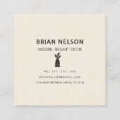 植物の最小主義の栄養士の白黒 スクエア名刺 (裏面)