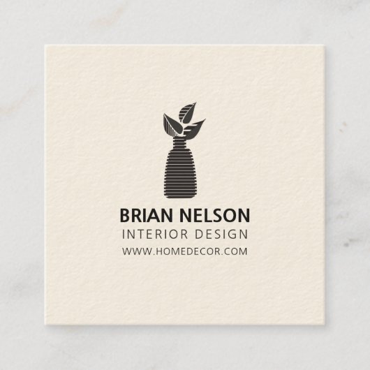 植物の最小主義の栄養士の白黒 スクエア名刺 (正面)