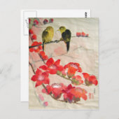 植物の木の上の鳥 ポストカード (正面/裏面)