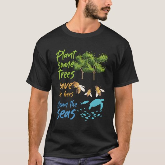 植物の木救蜂きれいな海の環境自然 Tシャツ (正面)