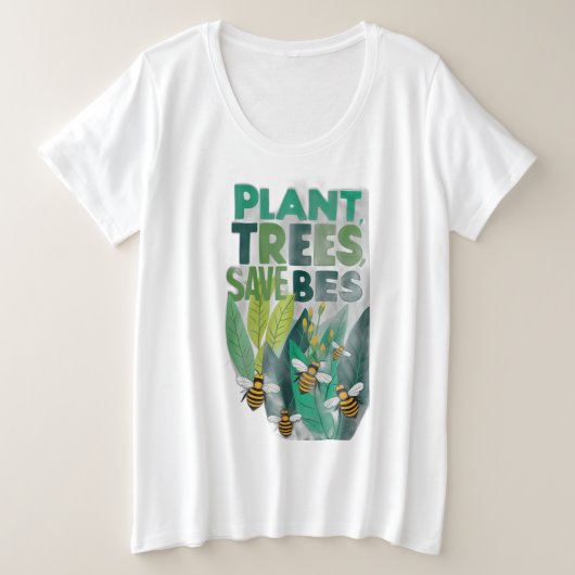 植物の木救蜂 プラスサイズTシャツ (デザイン正面)