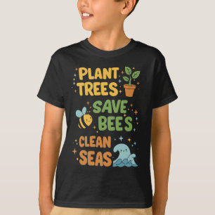 植物の木、救ビーツ、きれいな海 – エコフレンドリー- Tシャツ