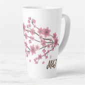 植物の桜の花びらが舞うグラデーションアート カフェラテマグ (右アングル)