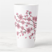 植物の桜の花びらが舞うグラデーションアート カフェラテマグ (正面)
