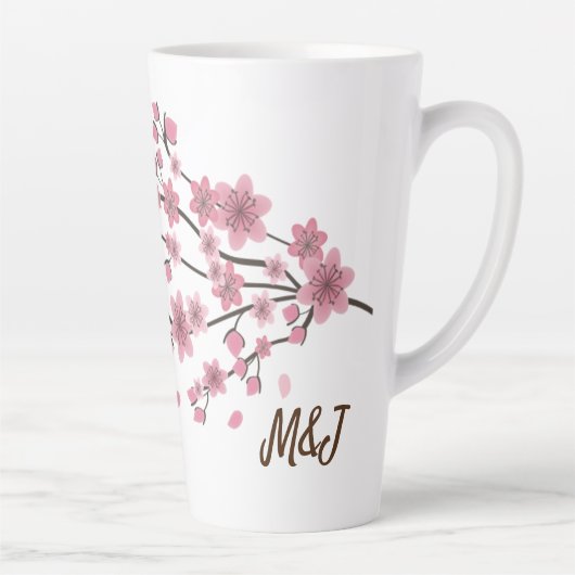 植物の桜の花びらが舞うグラデーションアート カフェラテマグ (右)