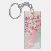 植物の桜の花びらが舞うグラデーションアート キーホルダー (正面左)