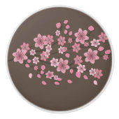 植物の桜の花びらが舞うグラデーションアート セラミックノブ (正面)
