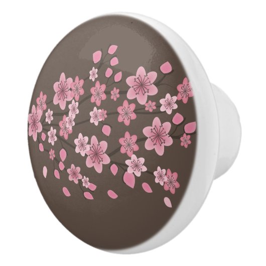 植物の桜の花びらが舞うグラデーションアート セラミックノブ (右)