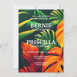 植物の森とエレガント緑のフローラ結婚 招待状