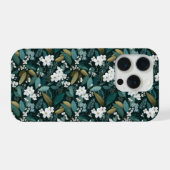 植物の森の葉 白い花柄 iPhoneケース (裏面横)