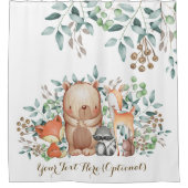 植物の森林/かわいい森林ベビー動物 シャワーカーテン (正面)