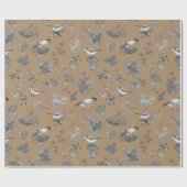 植物の植物および鳥パターン包装紙 ラッピングペーパー (フラット)