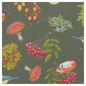 植物の植物および鳥パターン生地 ファブリック (クローズアップ)