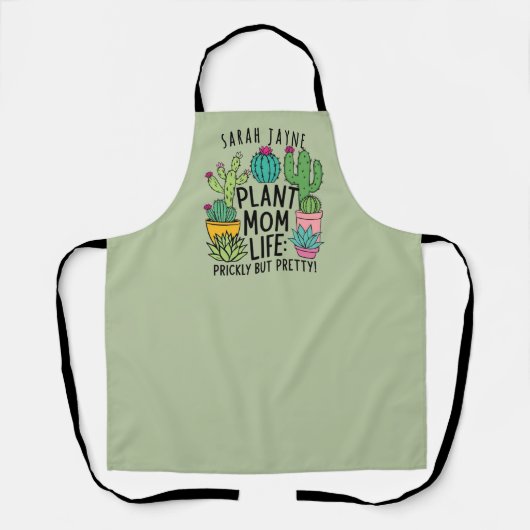 植物の母の厄介だがセージかわいらしグリーンエプロン エプロン (正面)