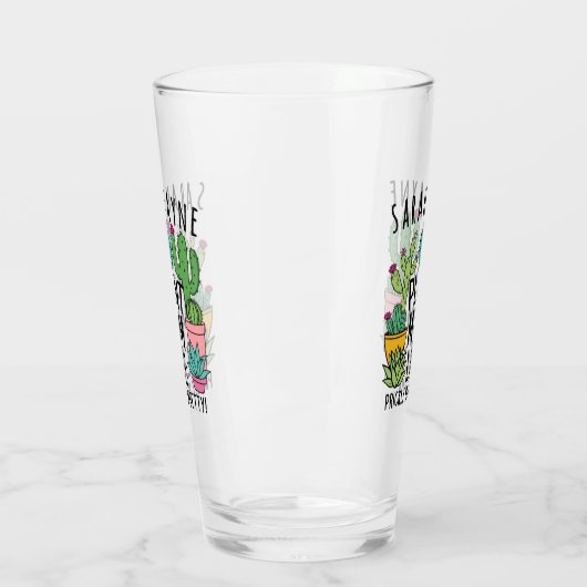 植物の母の生活は厄介だがサボテンかわいらしガラス タンブラーグラス (左)