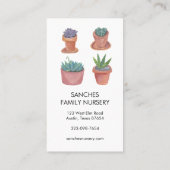 植物の気に指示ハウスプラントサキュレンテンサボテン 名刺 (裏面)