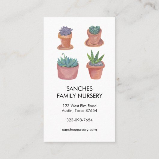 植物の気に指示ハウスプラントサキュレンテンサボテン 名刺 (裏面)