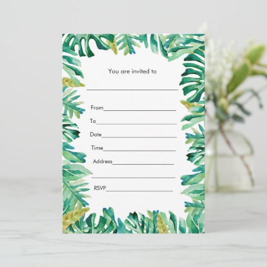 植物の水彩画によって絵を描かれる招待状は記入します 招待状 (スタンド正面)