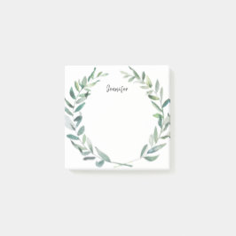 植物の水彩画のオリーブはモノグラムの去ります ポストイット