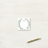 植物の水彩画のオリーブはモノグラムの去ります ポストイット (デスク上)