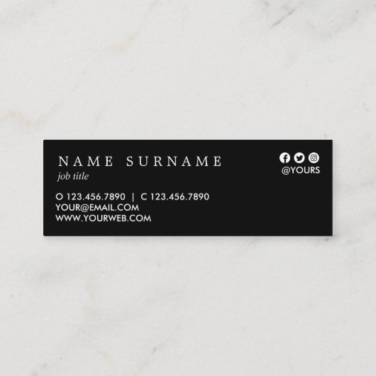 植物の水彩画のシックな金ゴールドの小型名刺 スキニー名刺 (裏面)