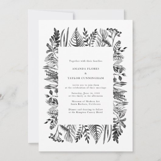 植物の水彩画の招待状 招待状 (正面)